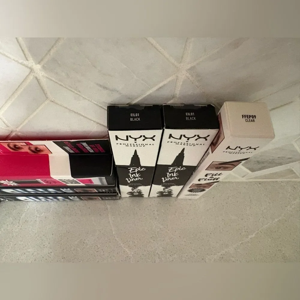 NYX Eye & Brow Makeup Bundle - Epic Ink Liner + Rare Fill & Fluff Pencil New